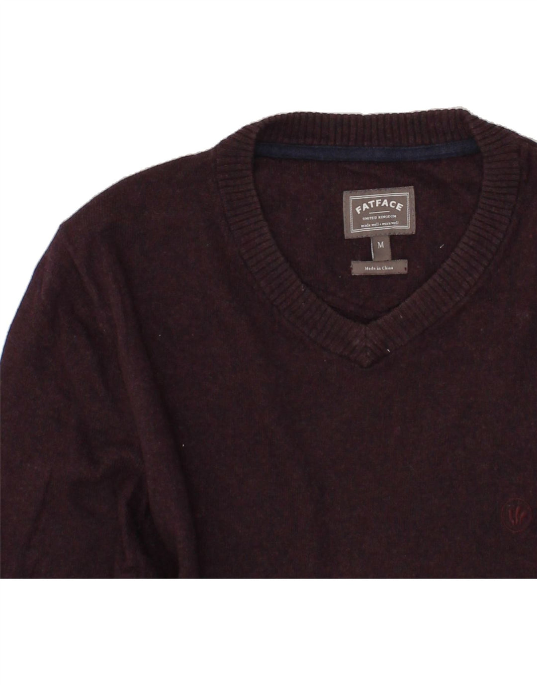 FAT FACE Mens V-Neck Jumper Sweater Medium Burgundy Cotton Vintage Fat Face and Second-Hand Fat Face from Messina Hembry 