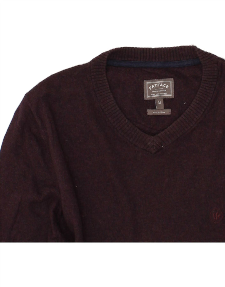 FAT FACE Mens V-Neck Jumper Sweater Medium Burgundy Cotton Vintage Fat Face and Second-Hand Fat Face from Messina Hembry 