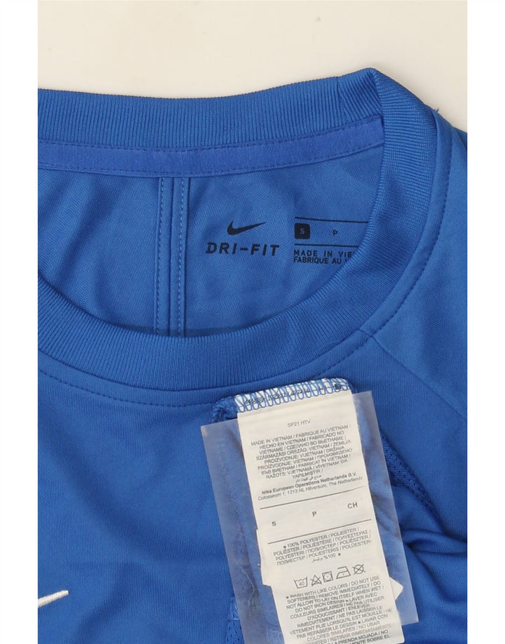 NIKE Hommes Dri Fit T-Shirt Haut Petit Bleu Colorblock Polyester