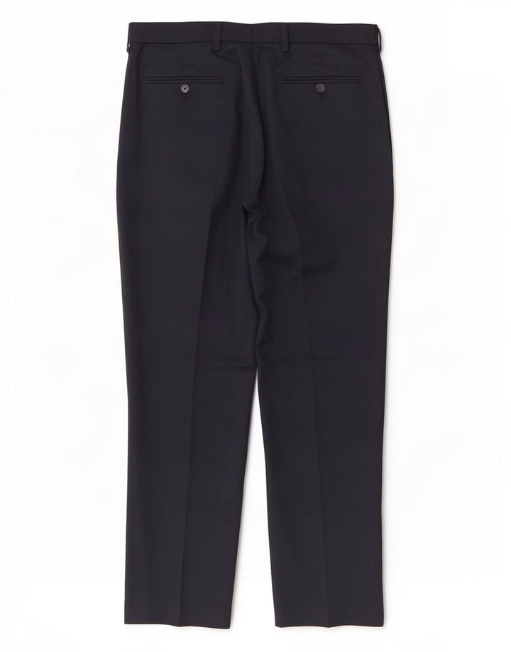 Marks & Spencer Pantalon de Costume Regular Homme W36 L31 Bleu Marine Polyester