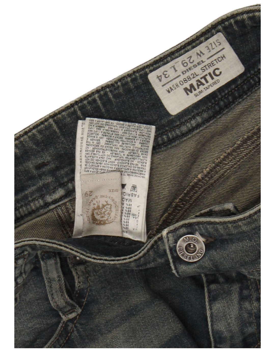 DIESEL Jean slim fuselé pour femme, lavage à l'acide Matic, W29 L29, coton bleu