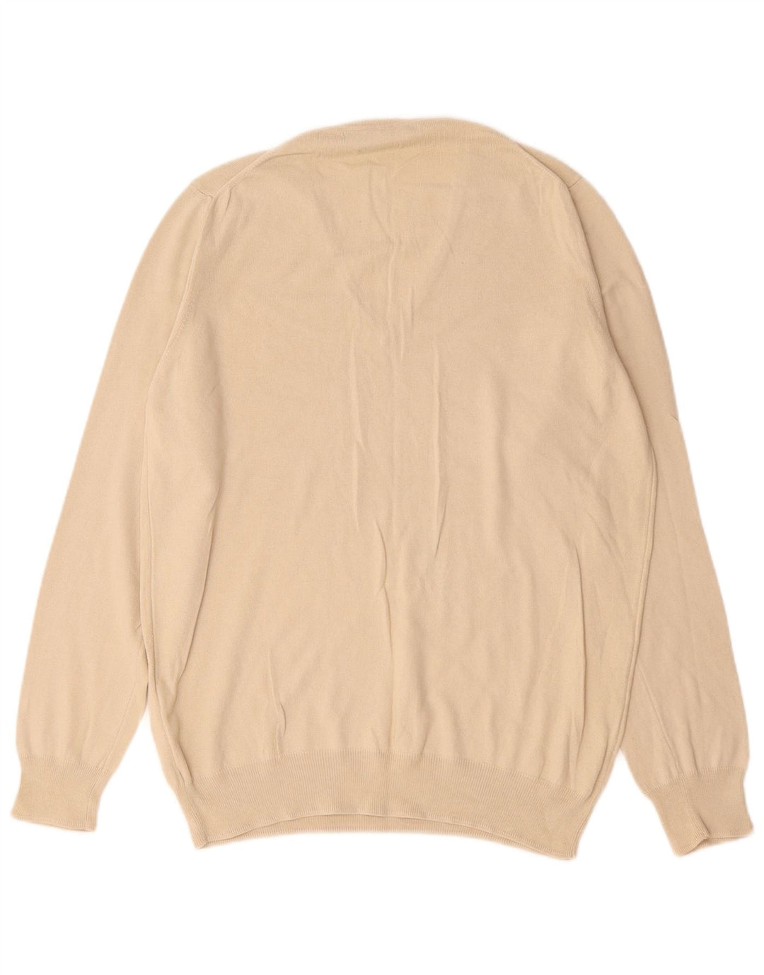 Zara Pull Col V Homme Beige Moyen Coton