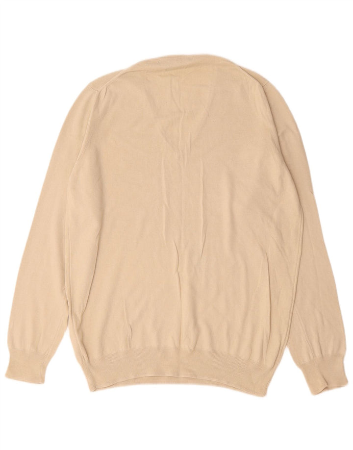 Zara Pull Col V Homme Beige Moyen Coton
