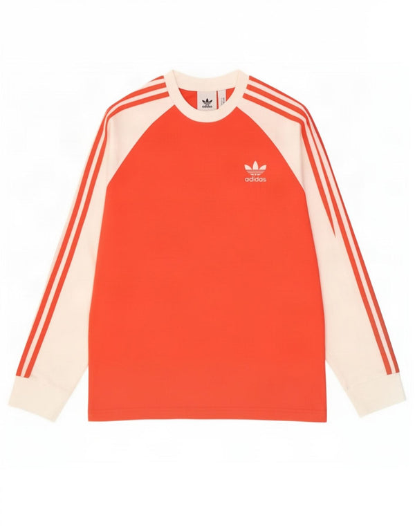 Adidas Haut à manches longues en coton color block rouge moyen pour homme