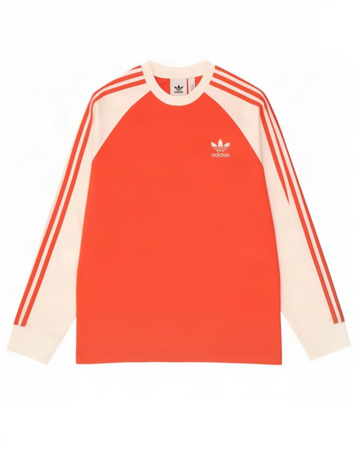Adidas Haut à manches longues en coton color block rouge moyen pour homme