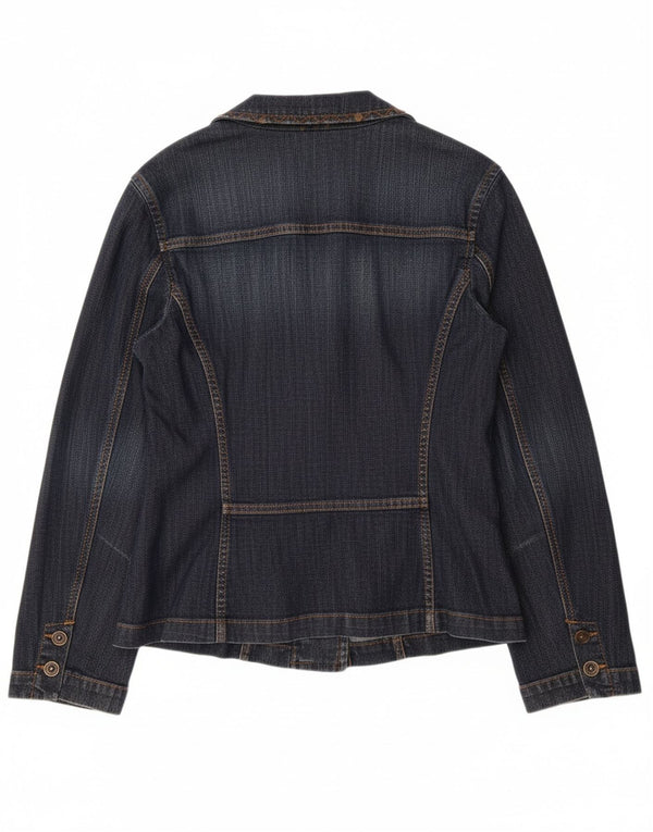 OLSEN Veste blazer en jean à 2 boutons pour femme UK 14 Bleu moyen en coton