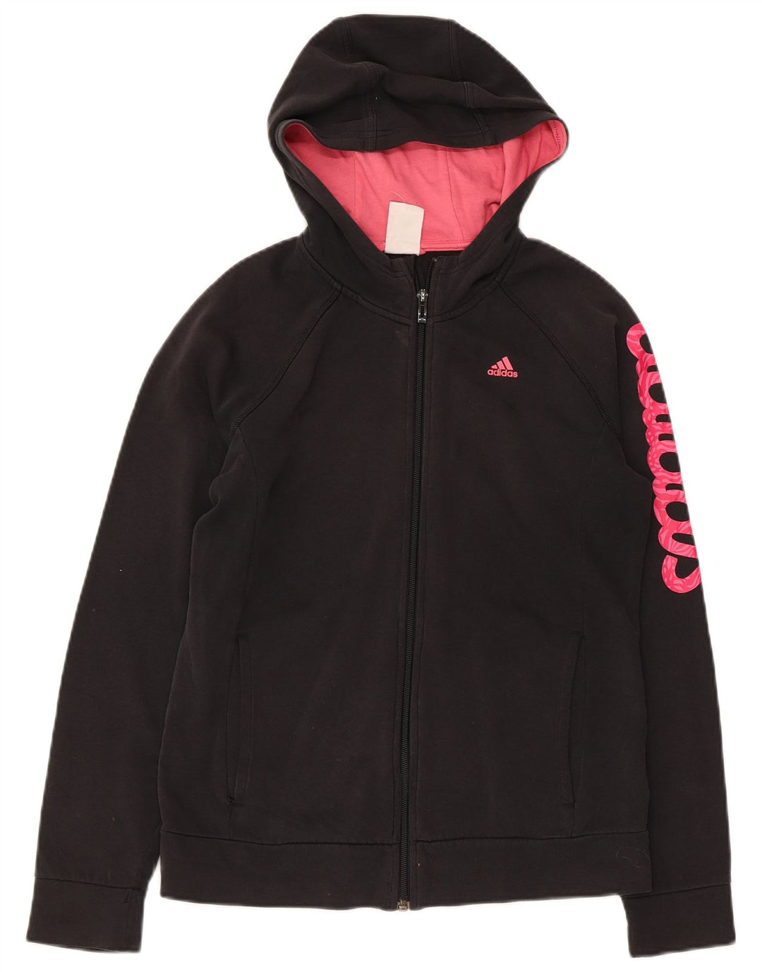 ADIDAS Pull à capuche zippé graphique pour fille 13-14 ans Noir Coton