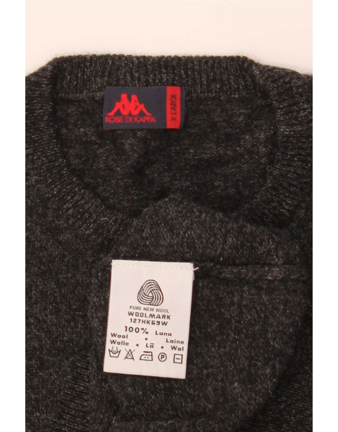 Kappa Pull à col rond pour homme XL en laine noire