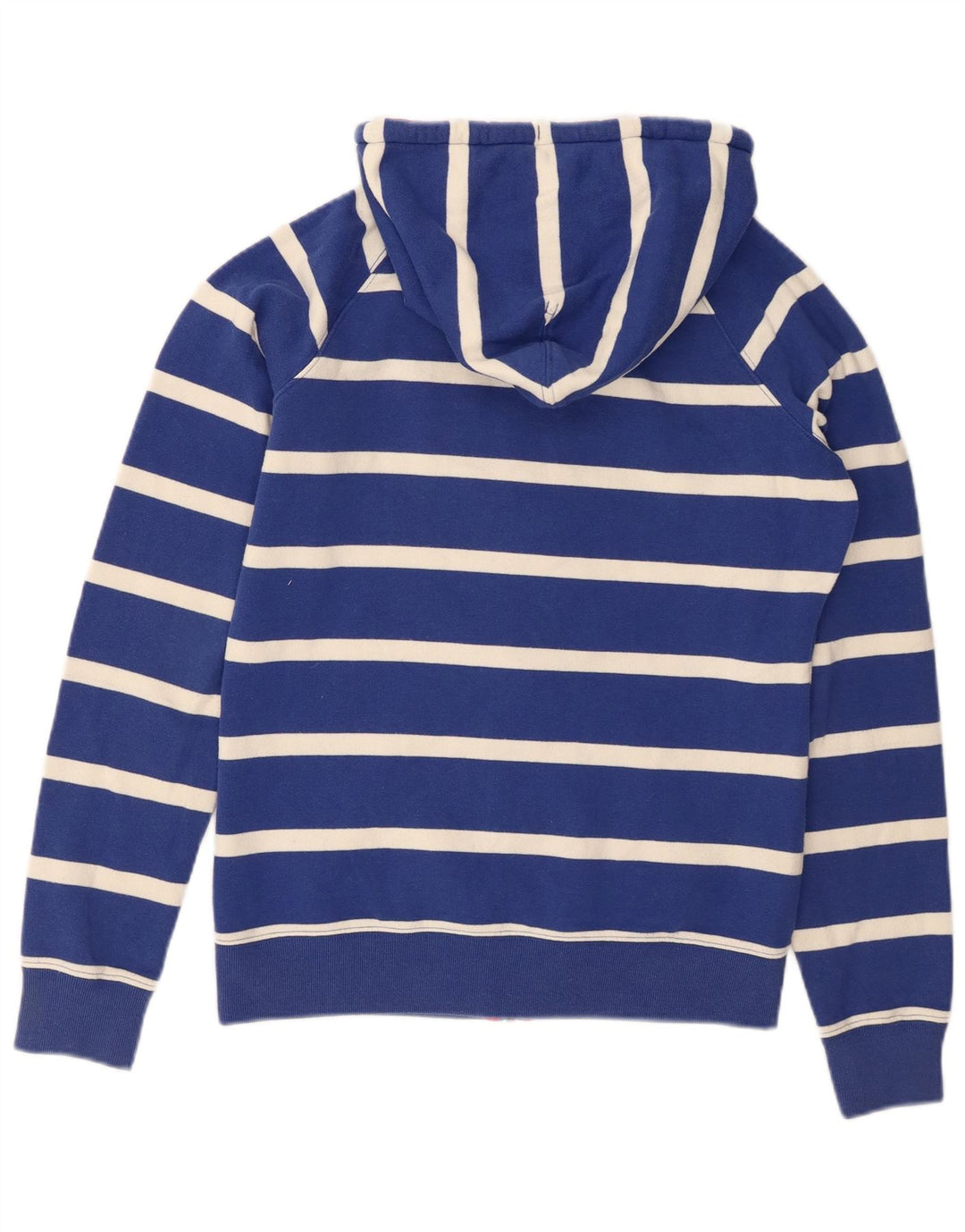 JOULES Pull à capuche zippé pour femme UK 10 Petit coton rayé bleu