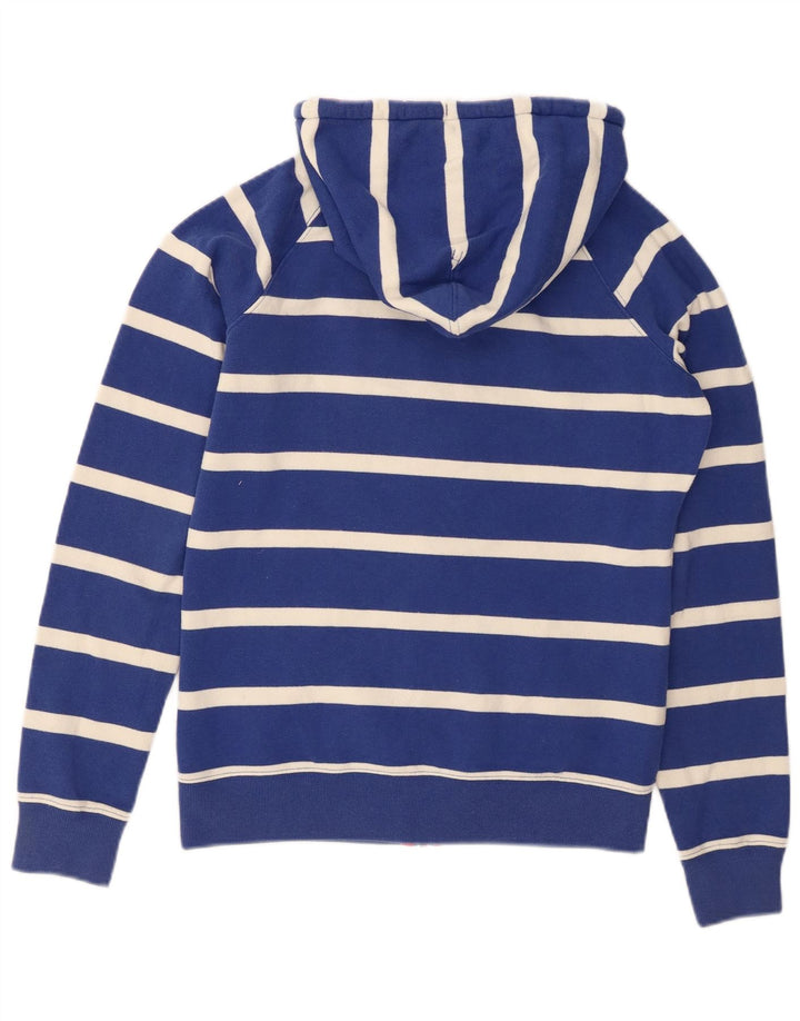 JOULES Pull à capuche zippé pour femme UK 10 Petit coton rayé bleu