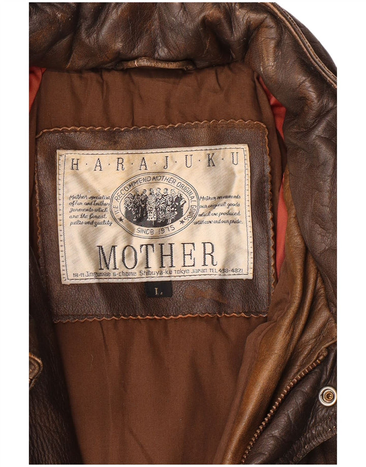 Harajuku Mother Veste en cuir pour homme UK 40 Grand cuir marron