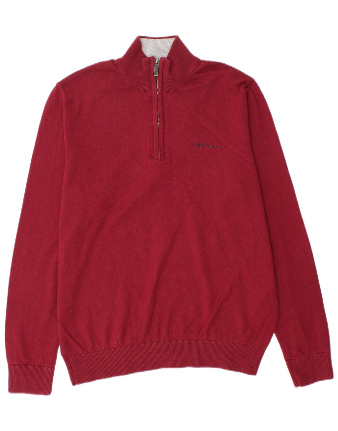 BEN SHERMAN Pull à col zippé pour homme en coton marron moyen