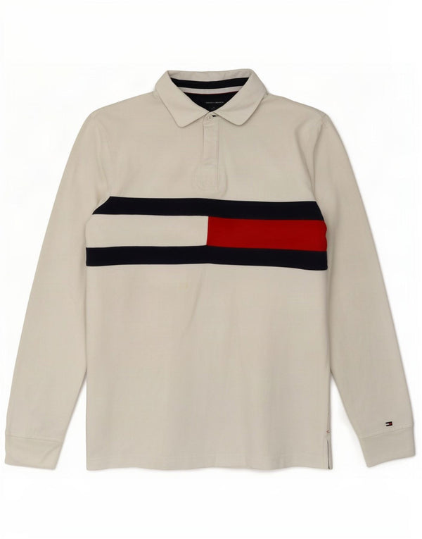 Tommy Hilfiger Polo de Rugby à Manches Longues Homme Blanc Moyen Colorblock