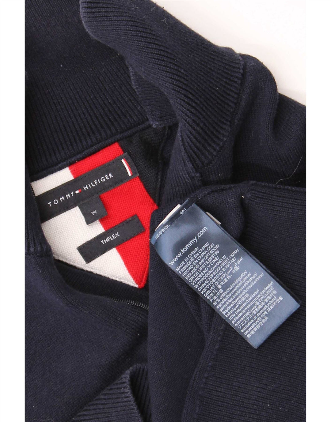Tommy Hilfiger Pull à col zippé pour homme Bleu marine moyen Colourblock