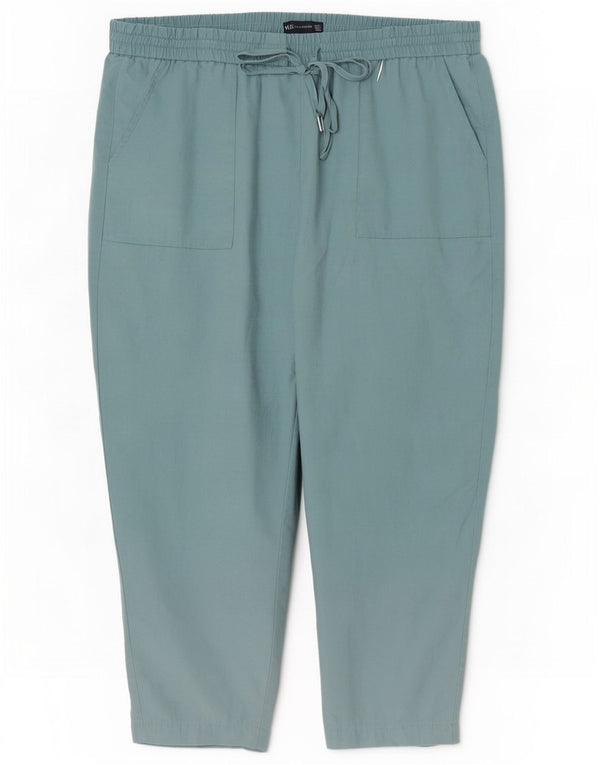 Marks & Spencer Pantalon décontracté taille haute pour femme UK 20 2XL W38 L26 Bleu