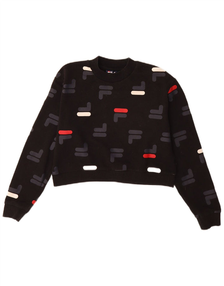 Fila Sweat-shirt court surdimensionné pour femme UK 10 Petit Noir