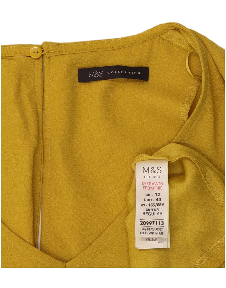 Marks & Spencer Robe trapèze pour femme UK 12 Polyester jaune moyen