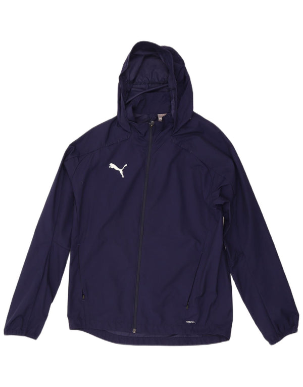 Puma Veste de pluie à capuche pour homme UK 38 Bleu marine moyen Nylon