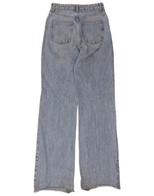 Zara Jean à jambe large en détresse pour femme EU 34 2XS W24 L34 Bleu Coton