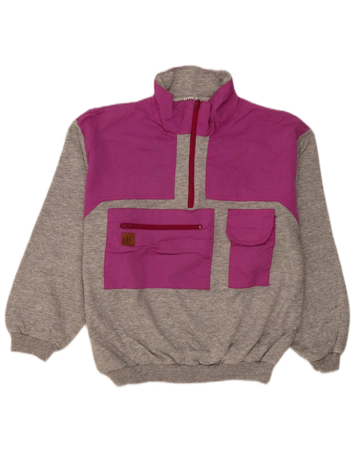 Belfe & Belfe Sweat-shirt à col zippé pour homme IT 52 Large Gris Colorblock