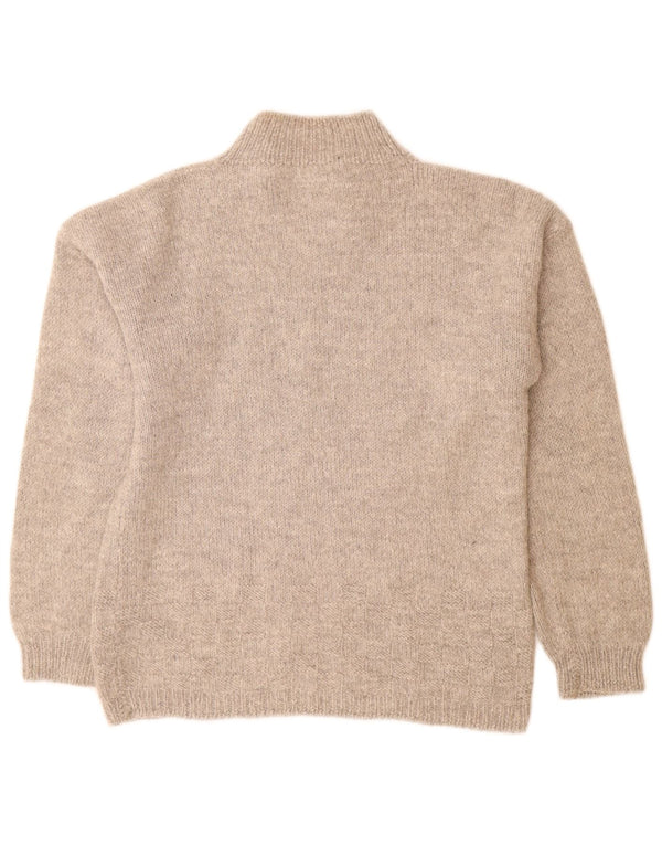 vintage Womens Turtle Neck Jumper Sweater UK 14 Grand Gris Moucheté