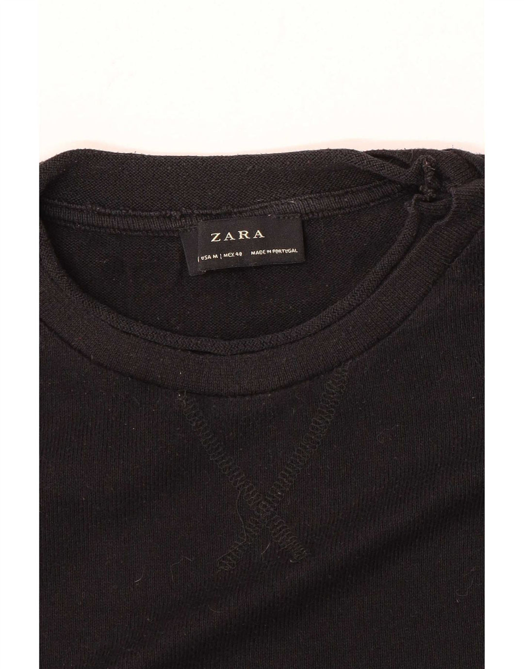 Zara Pull à col rond pour homme Noir moyen