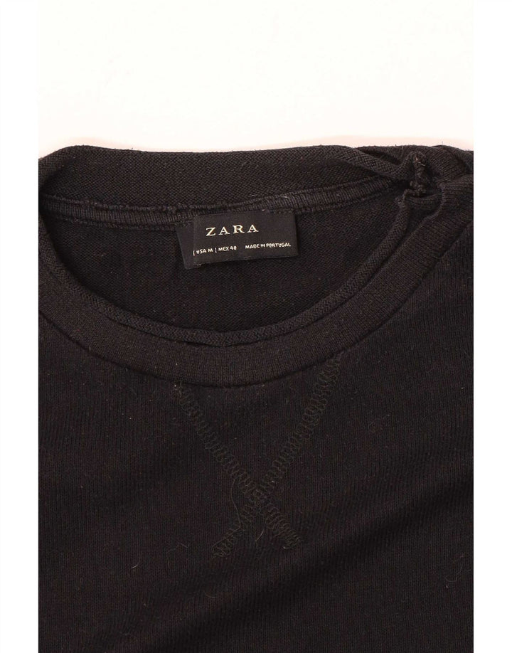 Zara Pull à col rond pour homme Noir moyen