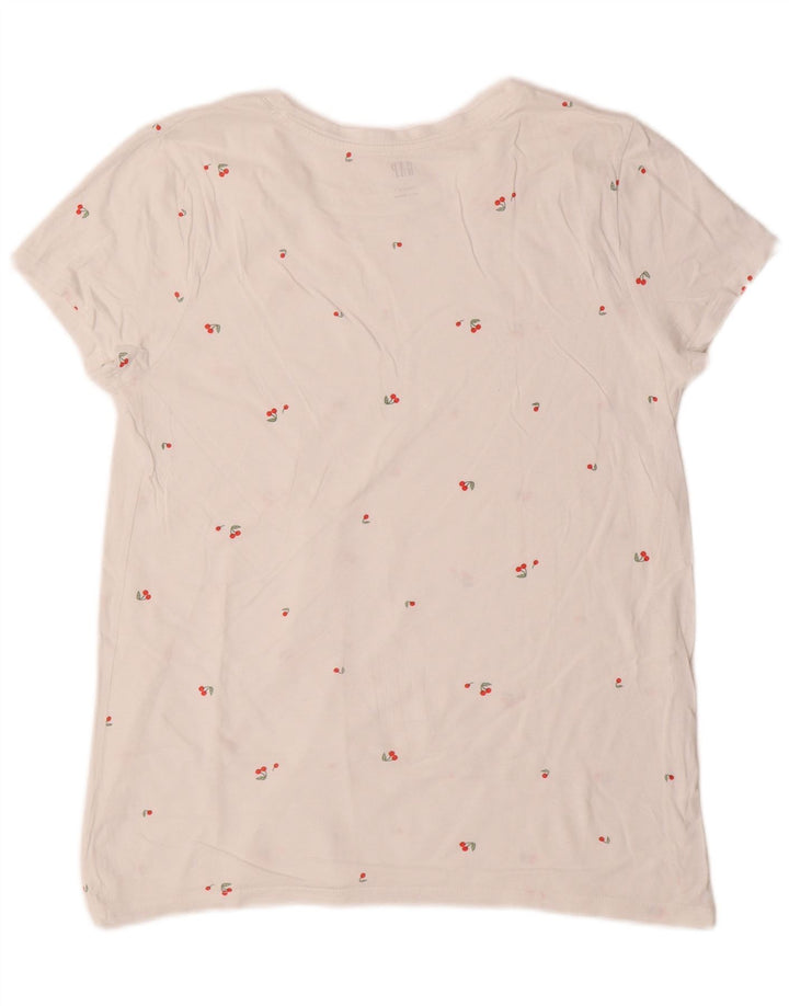 Gap T-Shirt Femme Top UK 14 Large Blanc Taché