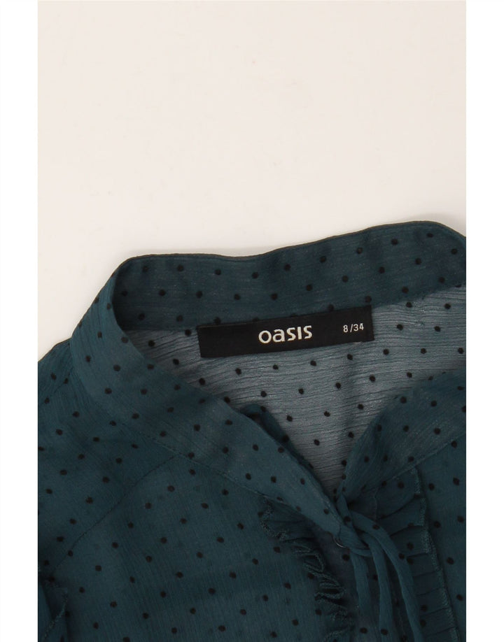 Oasis Chemisier transparent à nouer sur le devant pour femme, taille 8, petit, bleu à pois