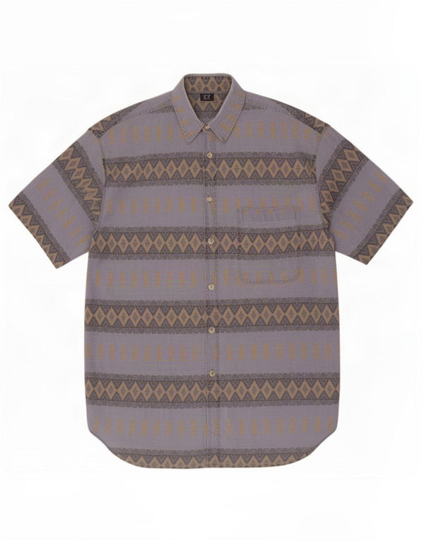 C & A Chemise à manches courtes pour homme Taille 43/44 XL Bleu Géométrique Coton