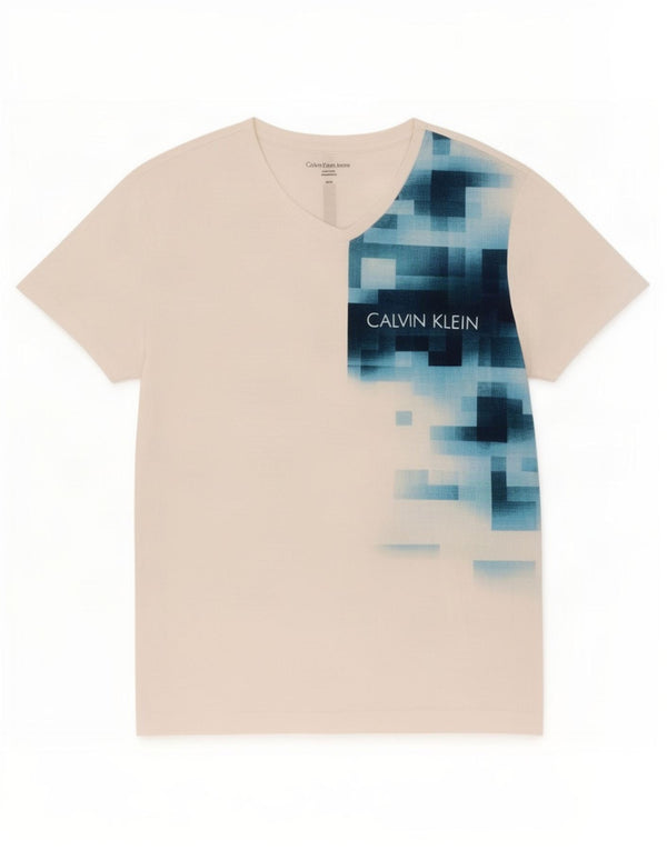 Calvin Klein Jeans Mens Graphic T-Shirt Top Medium White Geometric