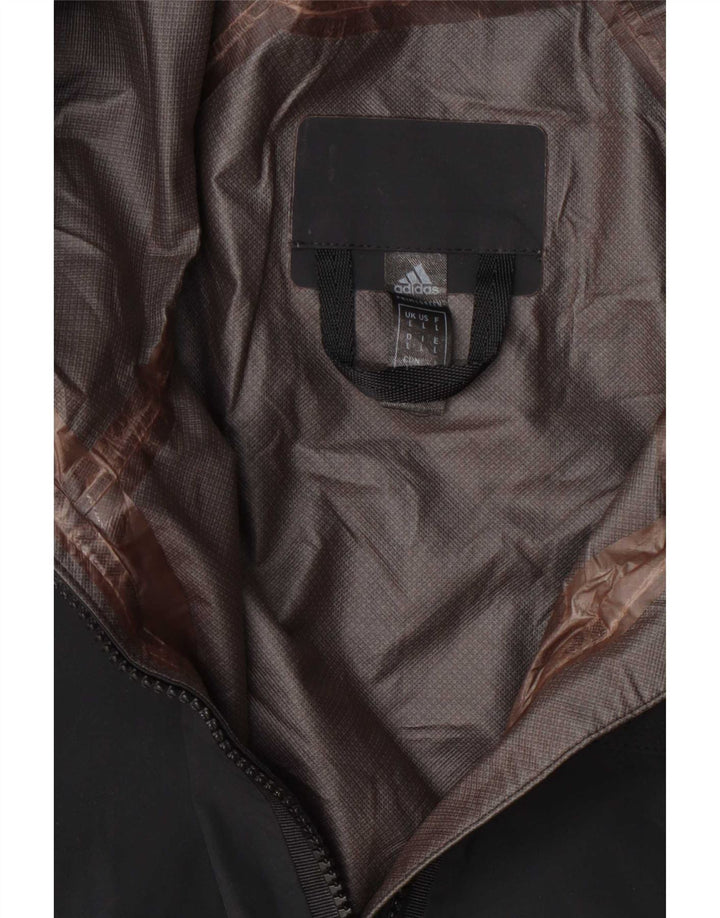 Adidas Veste de pluie à capuche pour homme UK 40 Large Noir Géométrique
