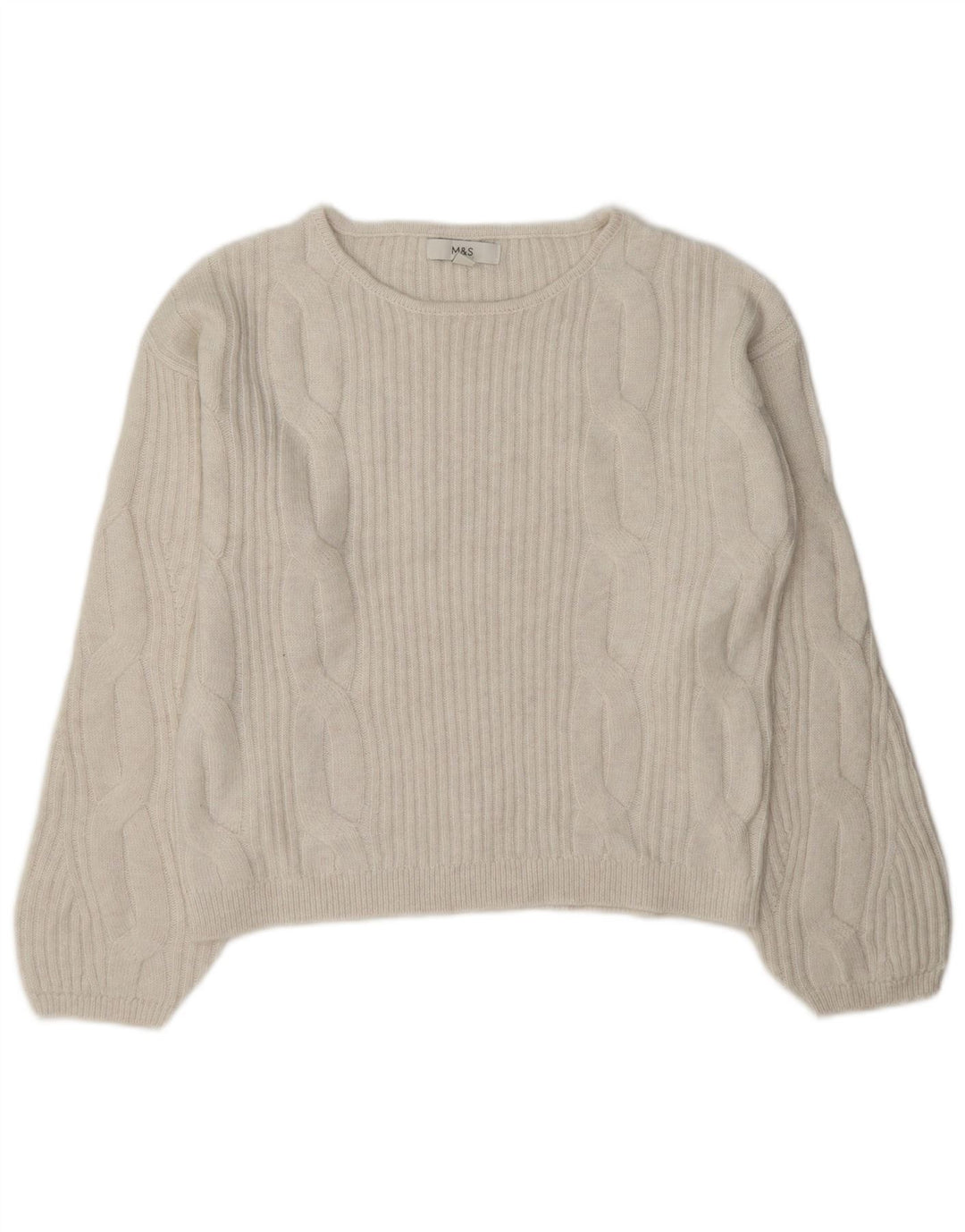 Marks & Spencer Pull surdimensionné à col bateau pour femme UK 10 Petit Blanc