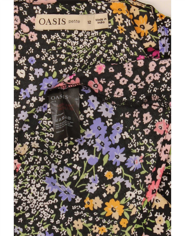 Oasis Robe basique à manches longues pour femme, taille 42, noir moyen, motif floral