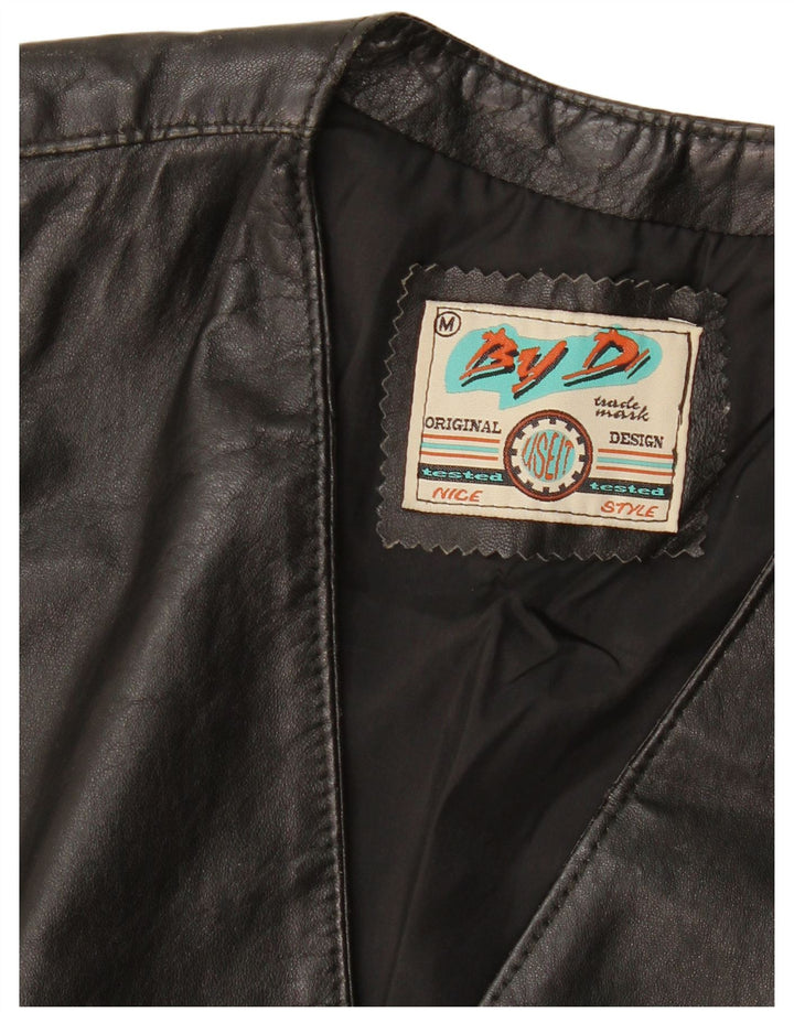 VINTAGE Gilet en cuir homme noir moyen