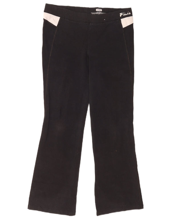 Fila Pantalon de survêtement évasé pour femme UK 12 Medium Noir Coton Sports