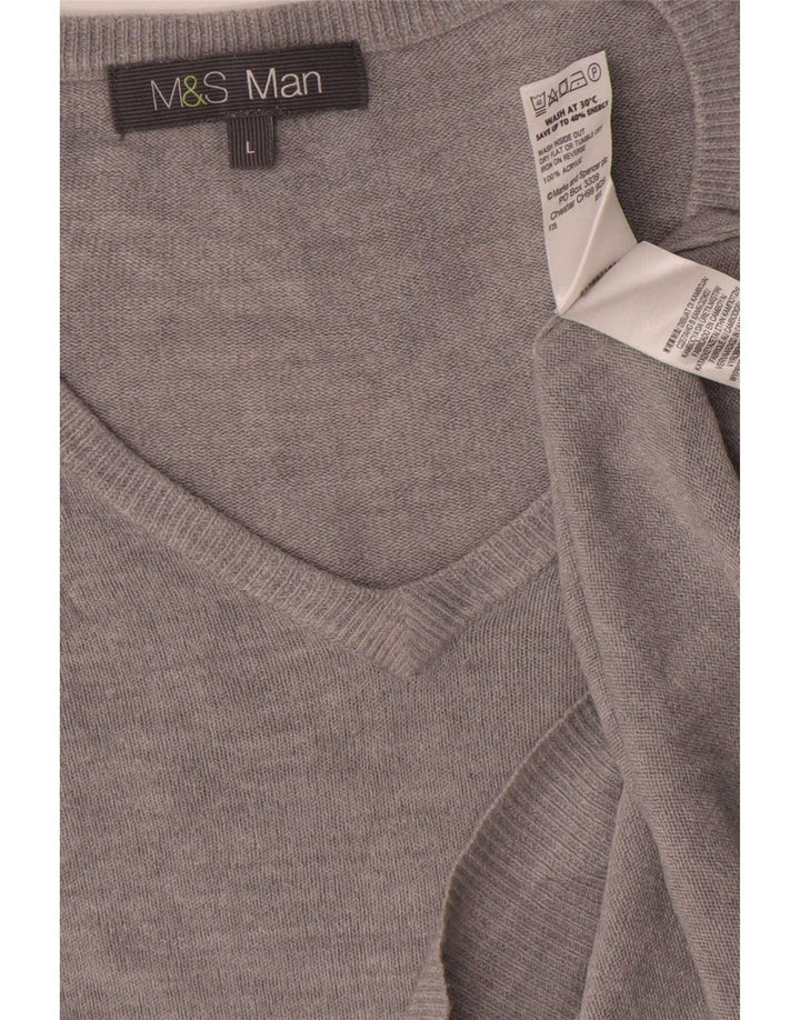 Marks & Spencer Pull col V pour homme en acrylique gris Taille L
