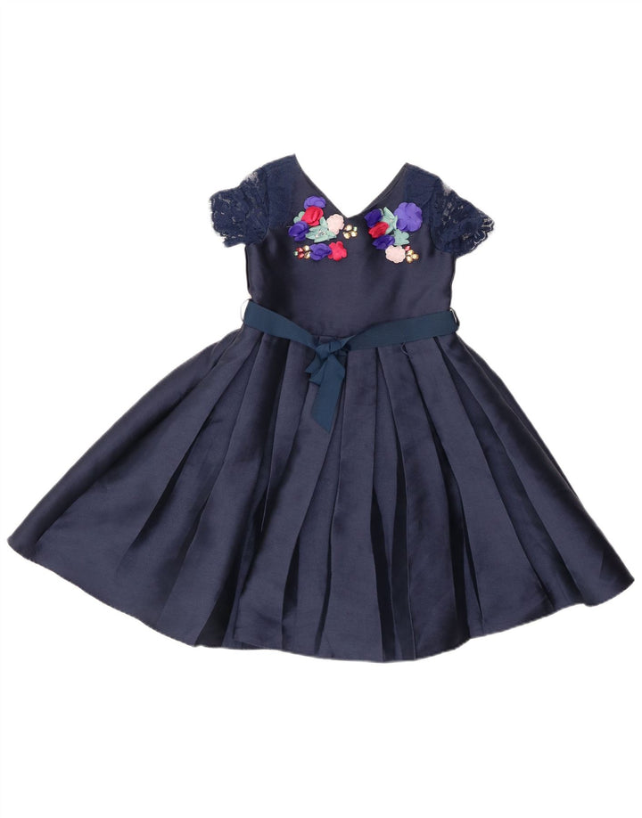 MONSOON Robe Trapèze Fille 9-10 ans Bleu Marine Floral Polyester