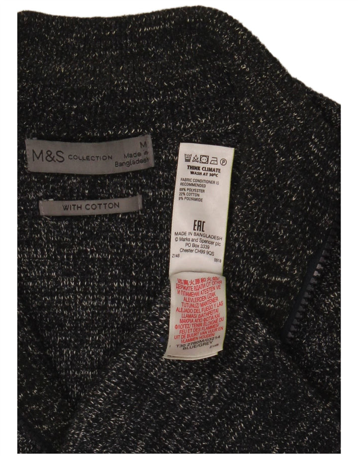 Marks & Spencer Pull Cardigan Homme Gris Moyen Moucheté Polyester