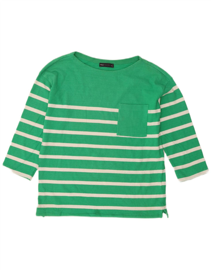 Marks & Spencer Haut surdimensionné à manches 3/4 pour femme UK 8 Petit vert rayé