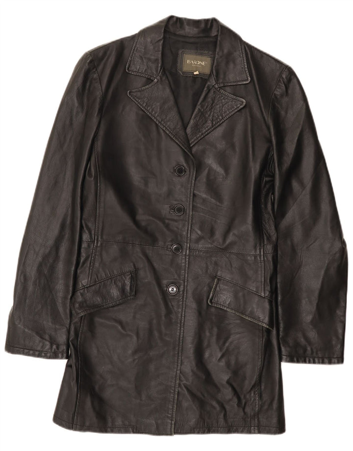 Barone Manteau en cuir pour femme UK 12 Cuir noir moyen