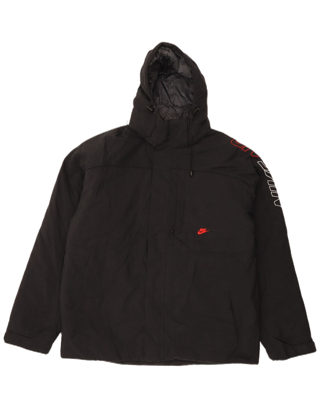 Nike Veste matelassée à capuche graphique pour homme UK 42/44 Large Noir Polyester