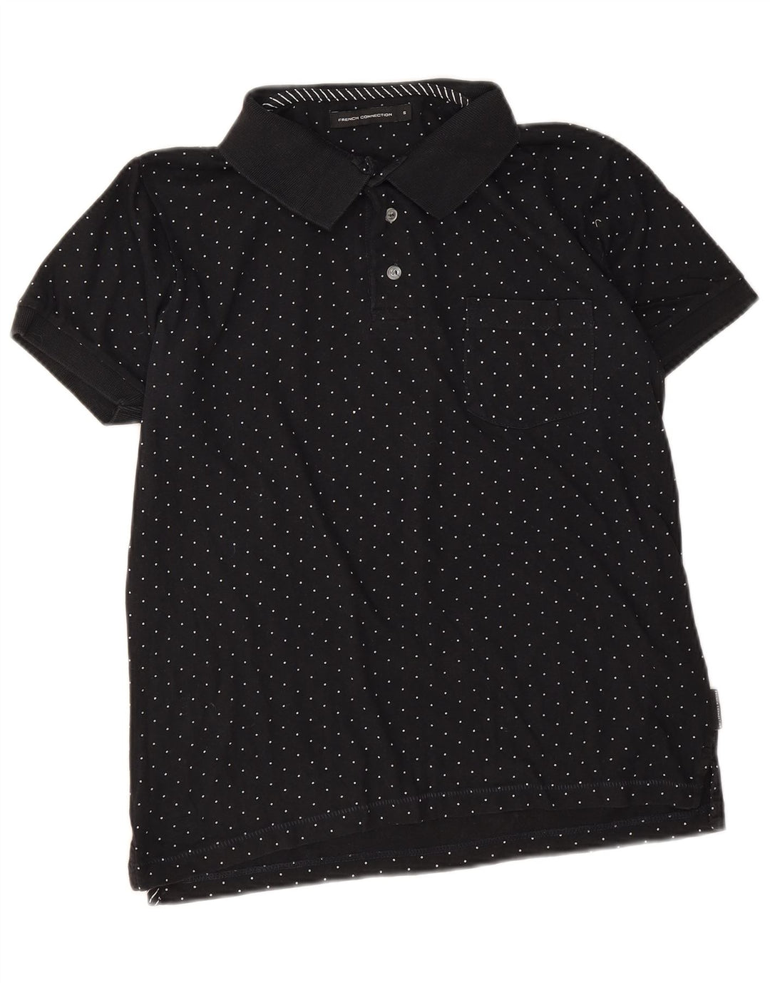 French Connection Polo Homme Petit Noir Coton Taché