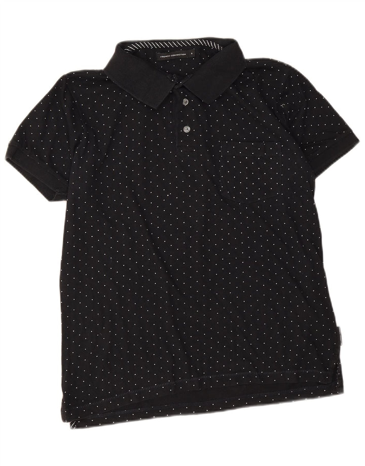 French Connection Polo Homme Petit Noir Coton Taché
