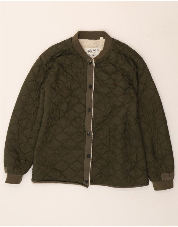 Jack Wills Veste matelassée Sherpa pour femme UK 14 Large Vert Polyamide