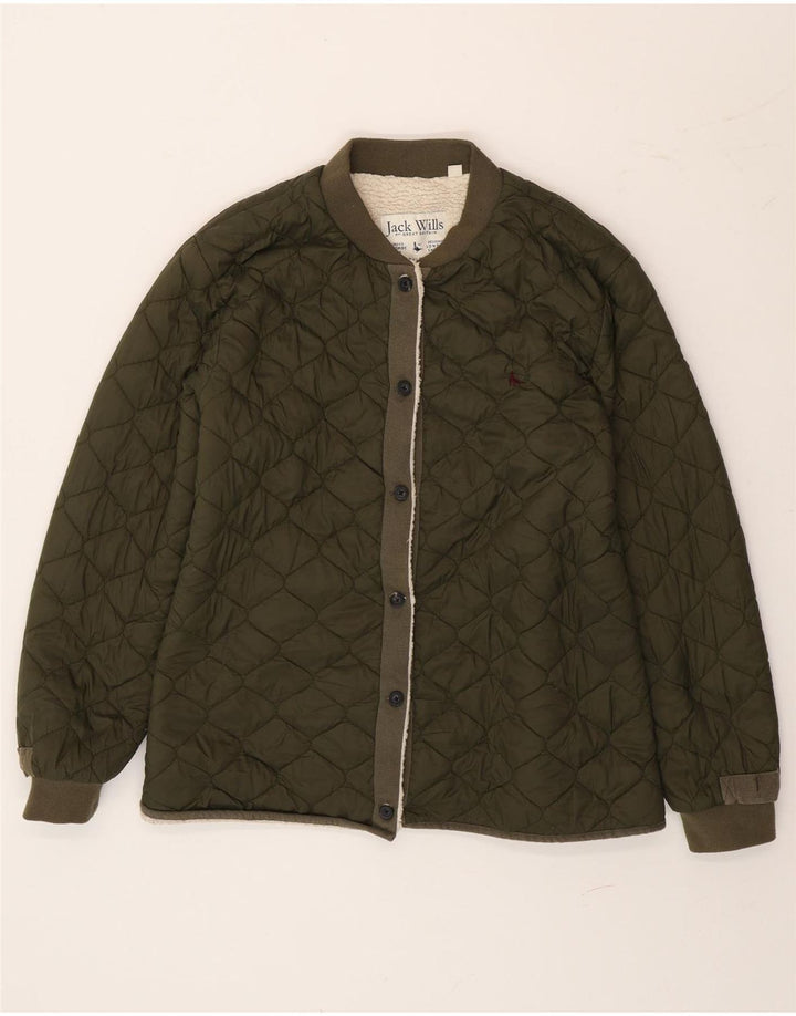 Jack Wills Veste matelassée Sherpa pour femme UK 14 Large Vert Polyamide