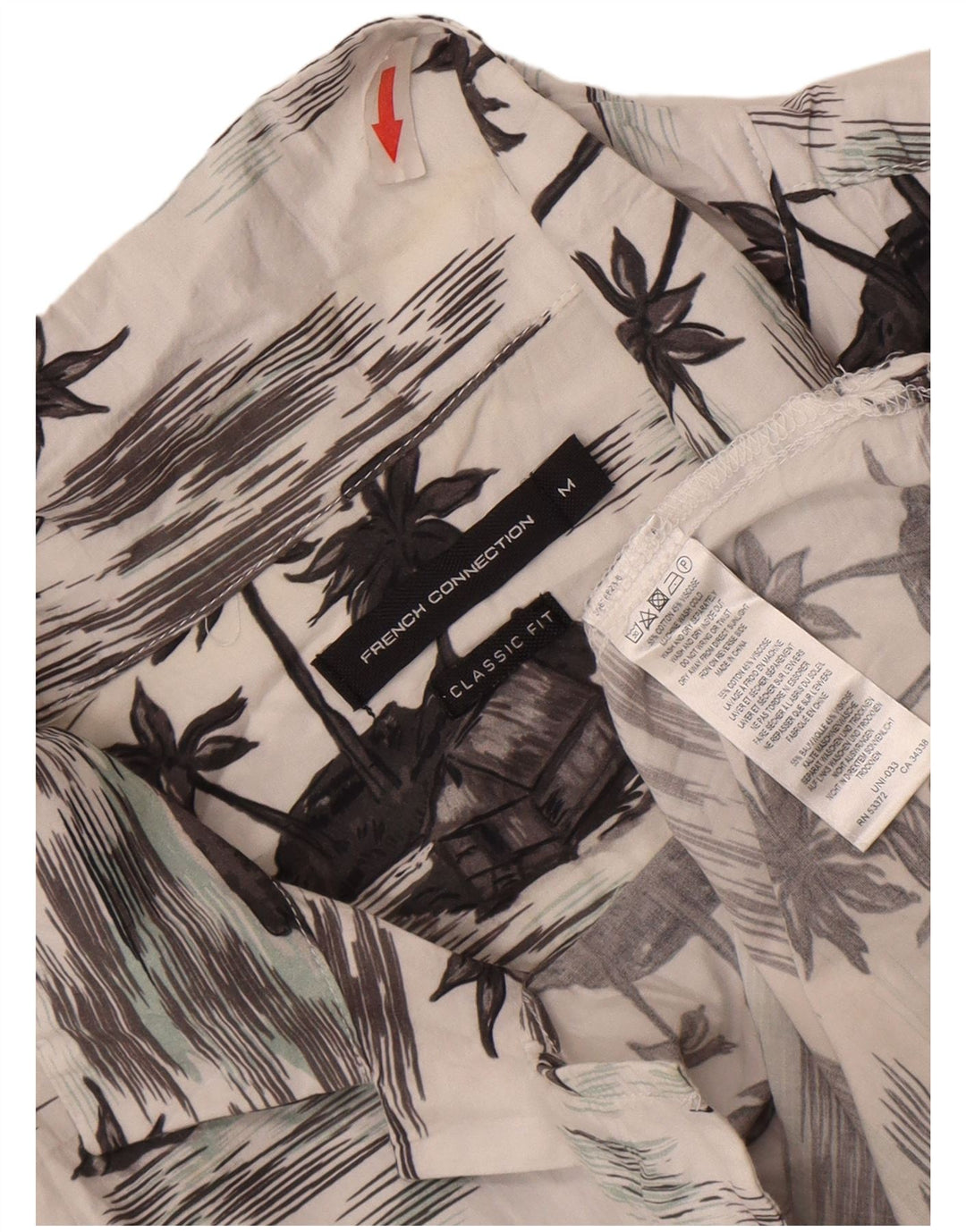 French Connection Chemise à Manches Courtes Homme Coupe Classique Blanc Hawaïen Moyen