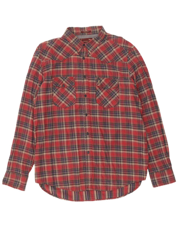 Marlboro Classics Chemise en flanelle coupe régulière pour homme 3XL à carreaux rouges