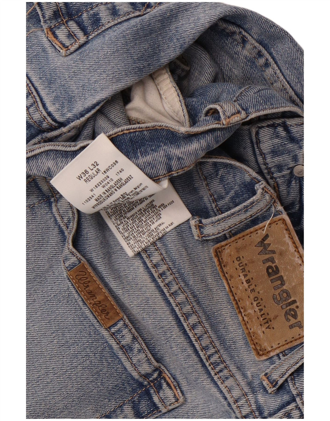 WRANGLER Mens Regular Fit Straight Jeans W36 L29 Blue Cotton