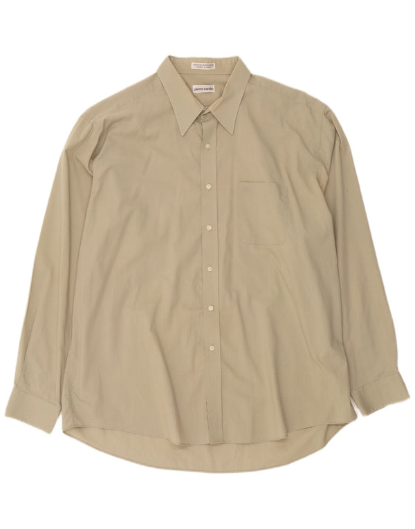 Pierre Cardin Chemise Homme Taille 18 2XL Coton Beige